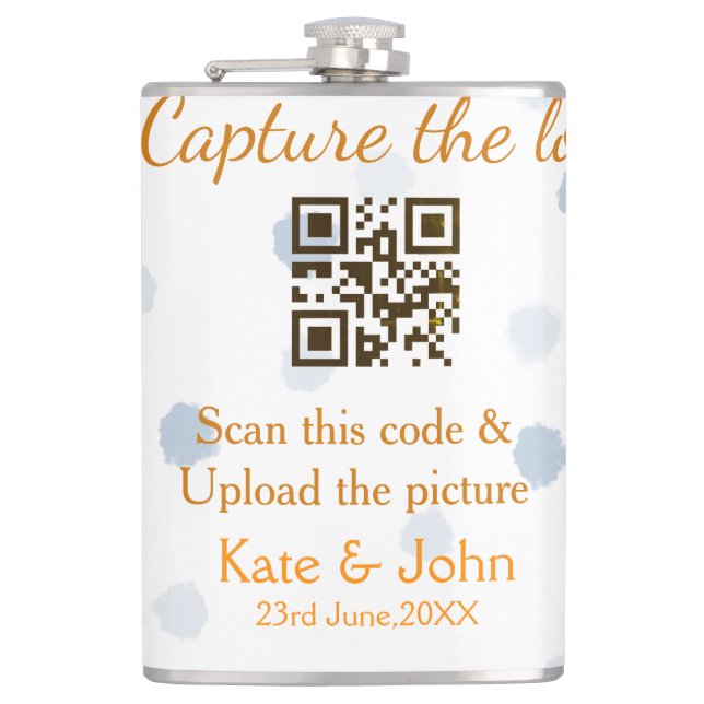 Capture the Liebe add QR scan upload image blue Flachmann (Vorderseite)