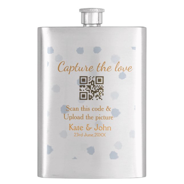Capture the Liebe add QR scan upload image blue Flachmann (Vorderseite)