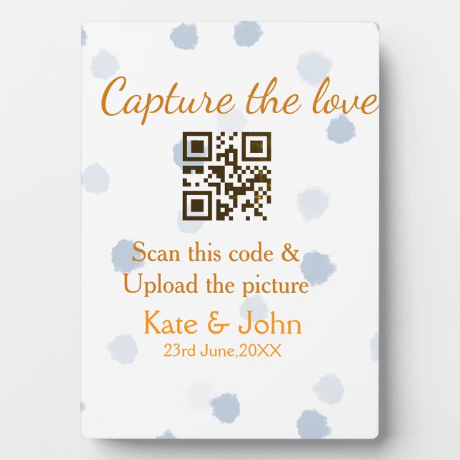 Capture the Liebe add QR scan upload image blue Fotoplatte (Vorderseite)