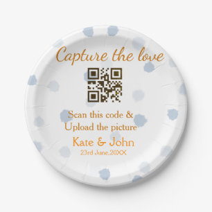 Capture the Liebe add QR scan upload image blue Pappteller
