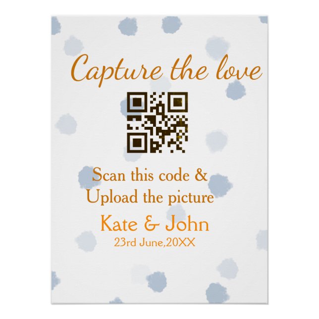 Capture the Liebe add QR scan upload image blue Poster (Vorderseite)