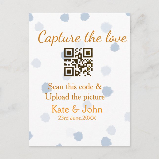Capture the Liebe add QR scan upload image blue Postkarte (Vorderseite)