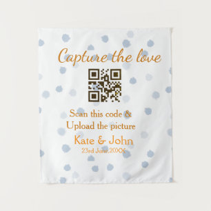 Capture the Liebe add QR scan upload image blue Wandteppich