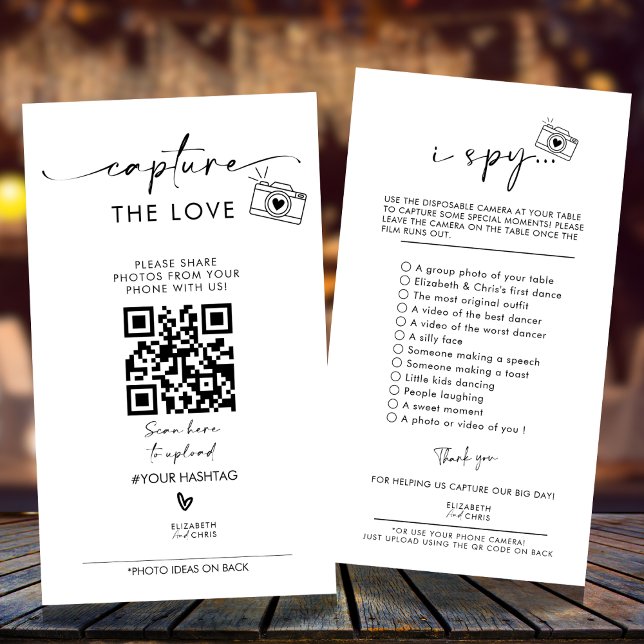 Capture the Liebe Foto I Spy Wedding Game Menu RSVP Karte (Von Creator hochgeladen)