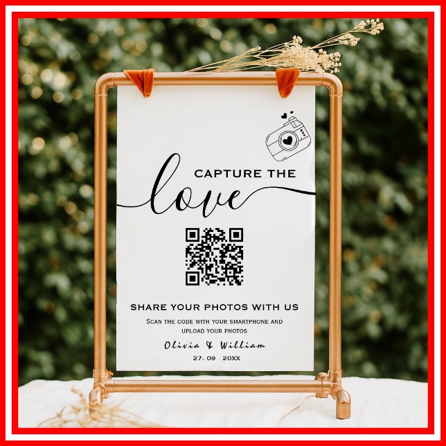 Capture the Liebe Foto QR Code Moderne Hochzeit Poster (Von Creator hochgeladen)