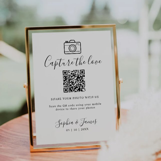 Capture the Liebe Foto Share QR Code Wedding Sign Sockelschild (Capture The Love Photo Share QR Code Wedding Sign)