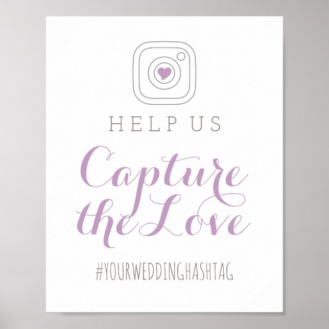 Capture the Liebe Lila Wedding Hashtag Sign Poster (Vorne)