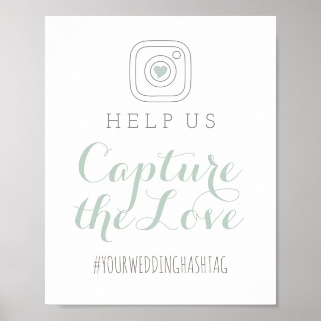Capture the Liebe Mint Wedding Hashtag Sign Poster (Vorne)