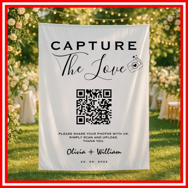 Capture the Liebe Modern QR Code Wedding Backgroun Wandteppich (Von Creator hochgeladen)