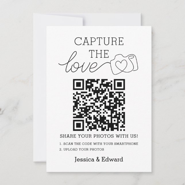 Capture the Liebe QR Code Black Chic Moderne Hochz (Vorderseite)