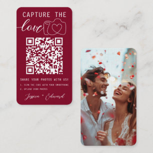 Capture the Liebe QR Code Foto Burgundy Wedding Platzkarte