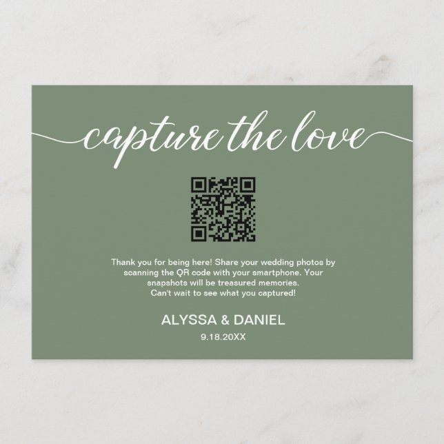 Capture the Liebe QR Code Hochzeit Foto Share Begleitkarte (Vorderseite)