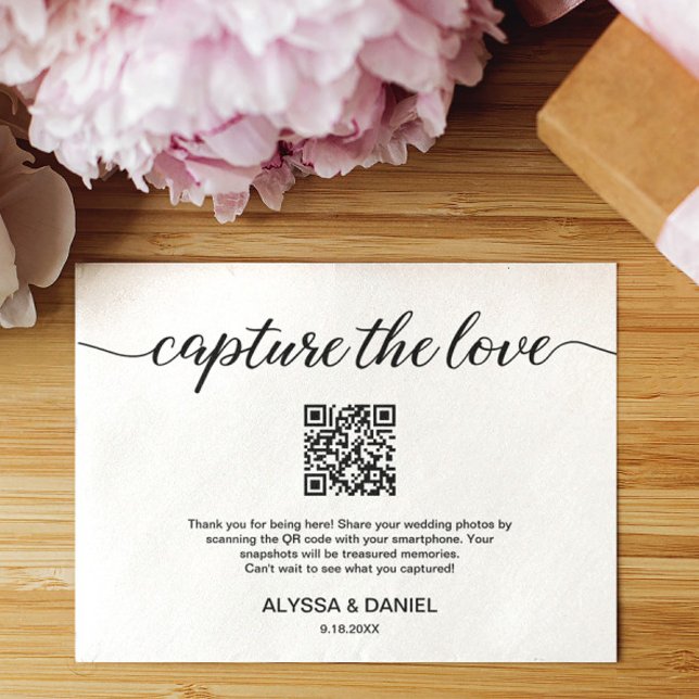 Capture the Liebe QR Code Hochzeit Foto Sharing Einladung (Capture the Love QR code smaller enclosure wedding photo share card.)