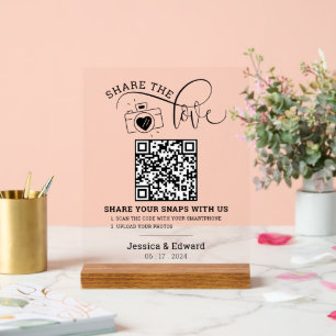 Capture the Liebe Qr Code Schwarz-weiß Chic Weddin Acrylschild