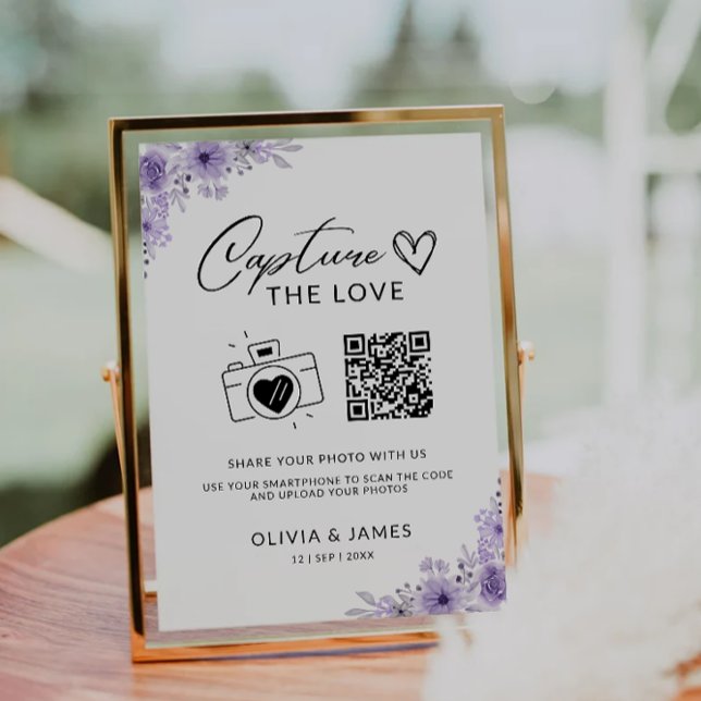 Capture the Liebe Qr Code Sign, Lila Einladung (Capture The Love Qr Code Sign, Purple Invitation)