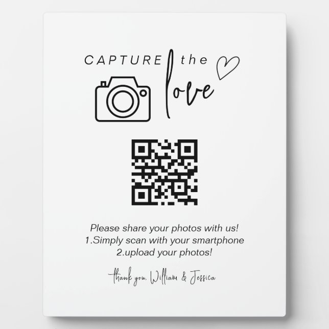 Capture the Liebe QR Code, Wedding Foto Signs Fotoplatte (Vorderseite)