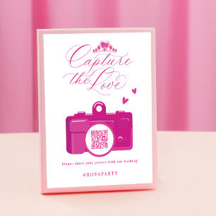 Capture the Liebe Quinceanera Pink Camera QR Code Poster