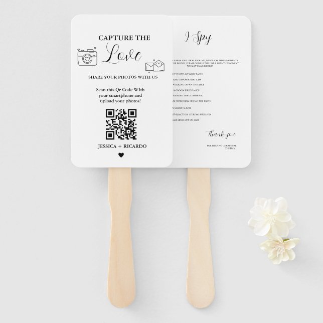 Capture the Liebe Wedding QR Code Card, Foto Card Fächer (Vorne und Hinten)