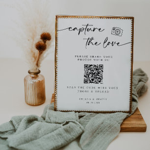 Capture the Liebe Wedding Sign with QR Code Poster