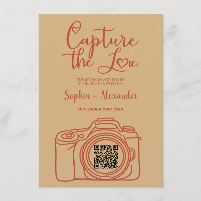 Capture The Love Hochzeit Foto-Sharing QR-Code  Begleitkarte (Vorderseite)