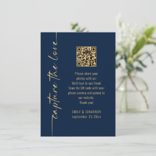 Capture the Love QR-Code Navy Gold Hochzeitskarte Einladung