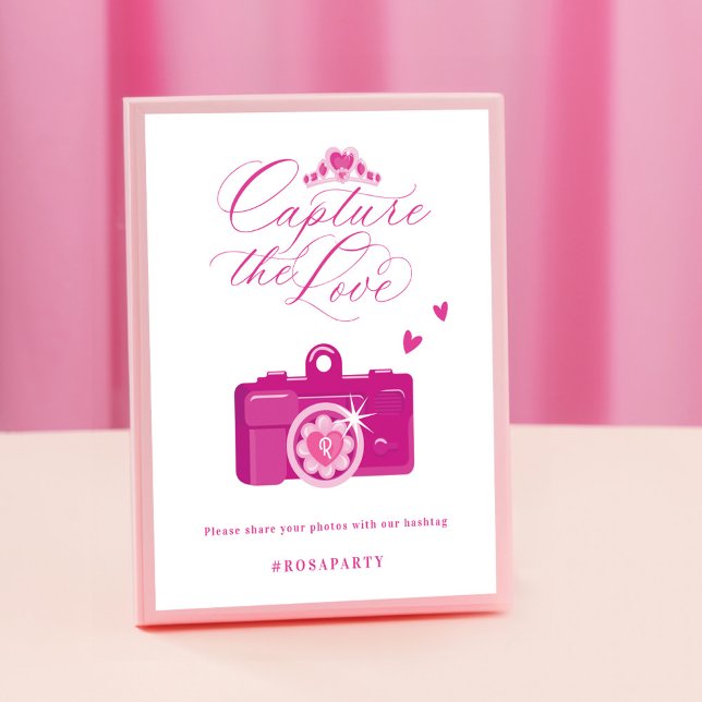 Capture the Love Quinceanera Pink Camera Hashtag Poster (Capture the Love Quinceanera Pink Camera Hashtag Poster)