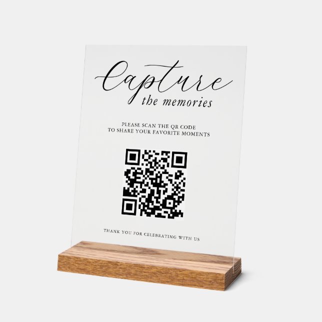 Capture The Memories Wedding Photo QR Code Acrylschild (Winkel)