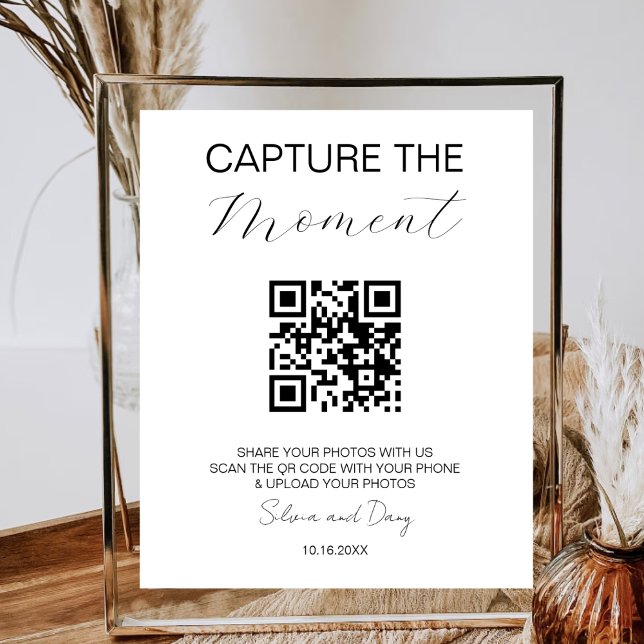 Capture the Moment QR Code Wedding Minimal Foto Poster (Von Creator hochgeladen)
