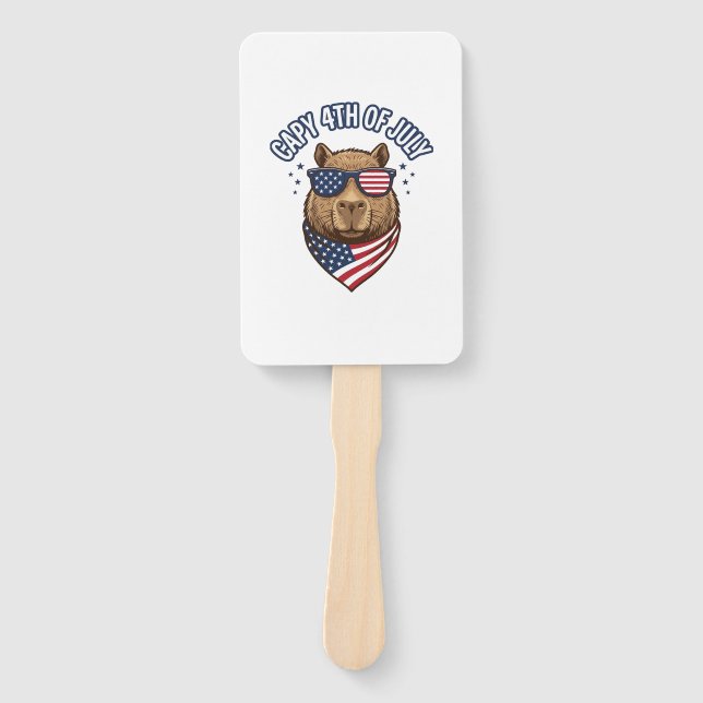 Capy 4. Juli Patriotischer Capybara Vektor Design_ Fächer (Vorderseite)