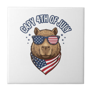 Capy 4. Juli Patriotischer Capybara Vektor Design_ Fliese