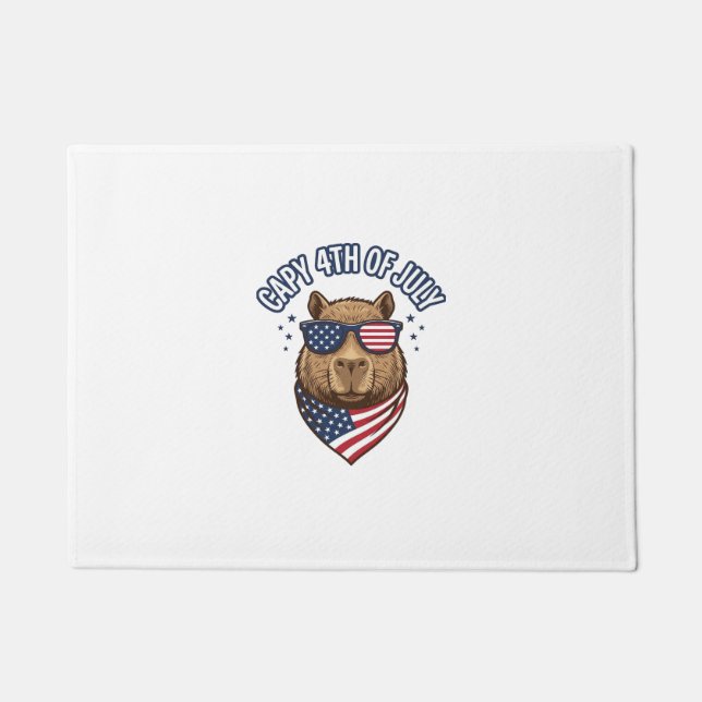 Capy 4. Juli Patriotischer Capybara Vektor Design_ Fußmatte (Vorderseite)