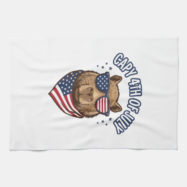 Capy 4. Juli Patriotischer Capybara Vektor Design_ Geschirrtuch (Horizontal)