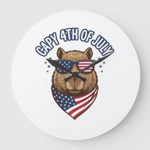 Capy 4. Juli Patriotischer Capybara Vektor Design_ Große Wanduhr
