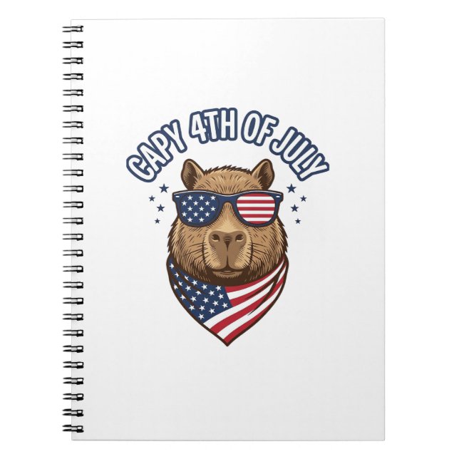 Capy 4. Juli Patriotischer Capybara Vektor Design_ Notizblock (Vorderseite)
