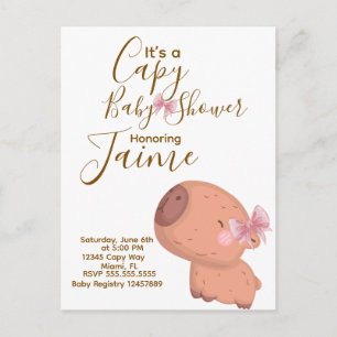 Capy Baby Shower Coquette Schleifen Party Postkarte