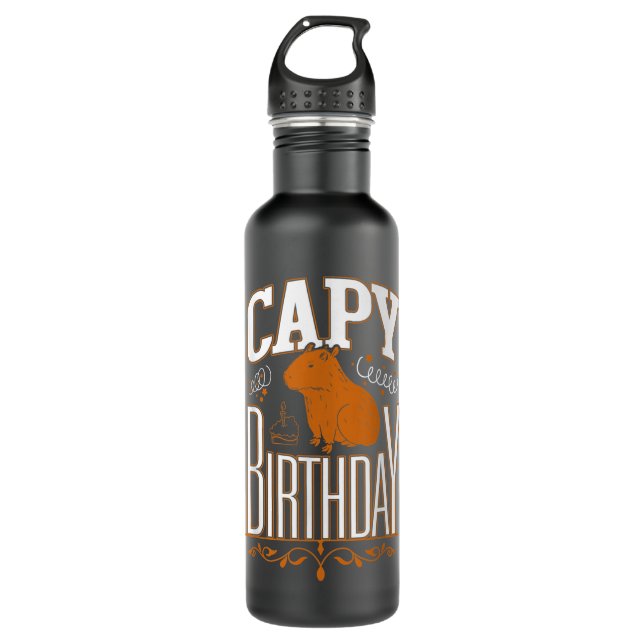 Capy Birthday, Capybara Plush, Cappybara, Capybara Edelstahlflasche (Vorderseite)
