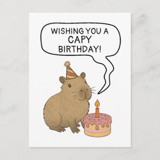 Capy Birthday Cute Handdrawn Capybara Pun Lover  Postkarte