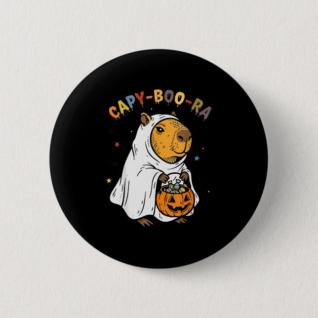 Capy-boo-ra Cappy Halloween Funny Capybara Costume Button (Vorderseite)