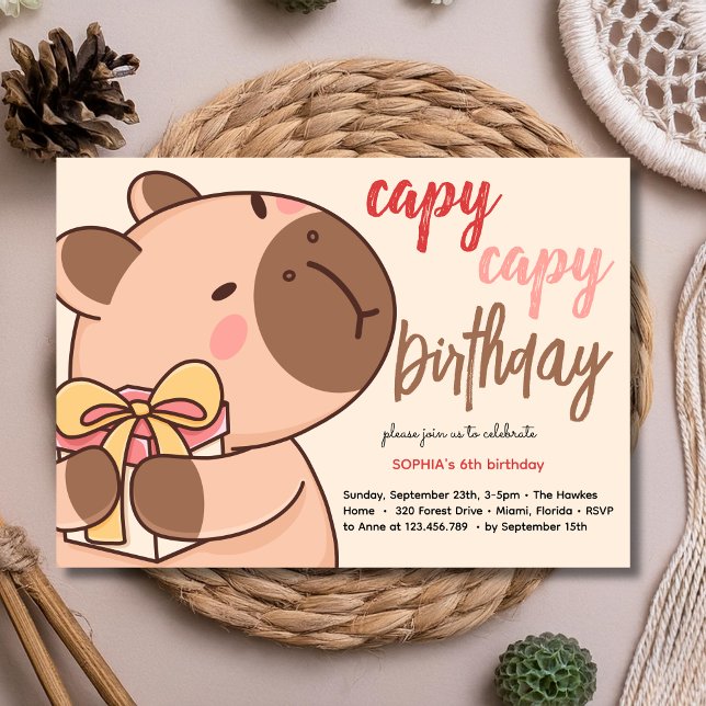 Capy capy birthday invitation einladung (Von Creator hochgeladen)