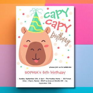 Capy capy Capybara-Geburtstagseinladung Einladung