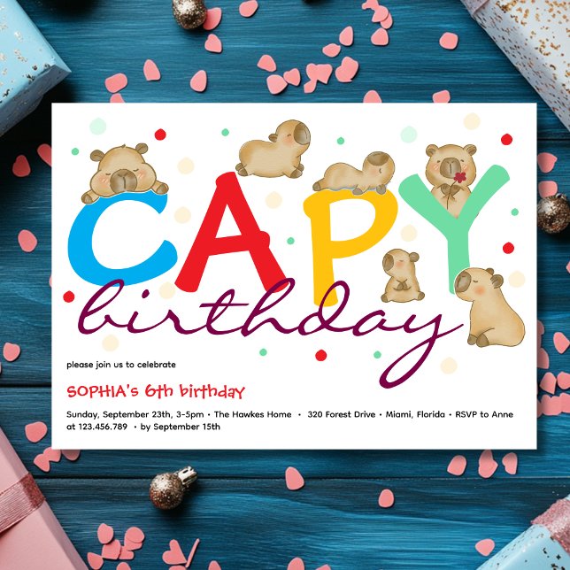 Capy-Capybara-Geburtstagseinladung Einladung (Von Creator hochgeladen)