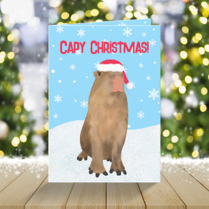 Capy Christmas Funny Niedlich Capybara Pun Snow Feiertagskarte