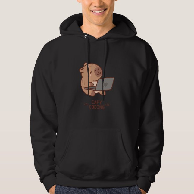 Capy Coding Cute Capybara Programmer Hoodie (Vorderseite)