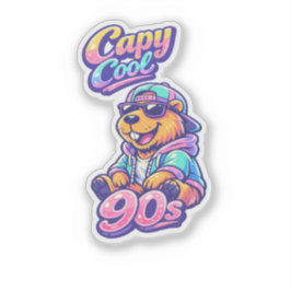Capy Cool 90er Retro Capybara Aufkleber