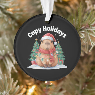 Capy Ferien Capybara Weihnachten Santa Hut Lichter Ornament