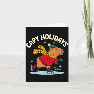 Capy Ferien Eislaufen Capybara Lustiges Weihnachte Karte