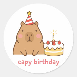 Capy Geburtstag Süße Capybara-Party Runder Aufkleber
