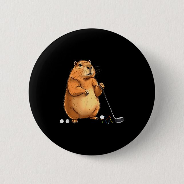 Capy Golf Player Cute Cappy Srts Cartoon Design  Button (Vorderseite)