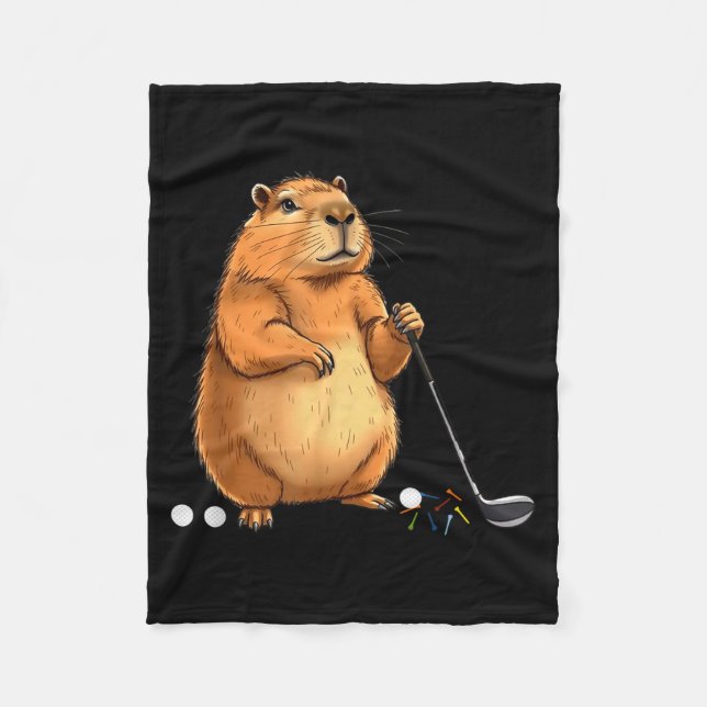 Capy Golf Player Cute Cappy Srts Cartoon Design  Fleecedecke (Vorderseite)