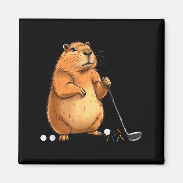 Capy Golf Player Cute Cappy Srts Cartoon Design  Magnet (Vorne)